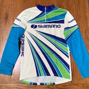 Vintage Shimano Cycling Shirt Made in Italy Long Sleeve Racing Jersey Size M
